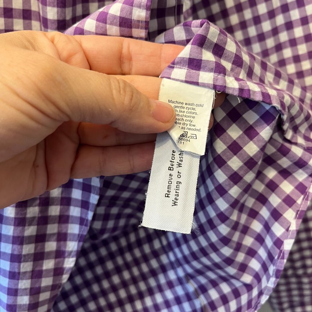J. Crew Sz 10 Purple Gingham Lightweight Cotton Shirt in Signature Fit Button Up - Picture 8 of 8